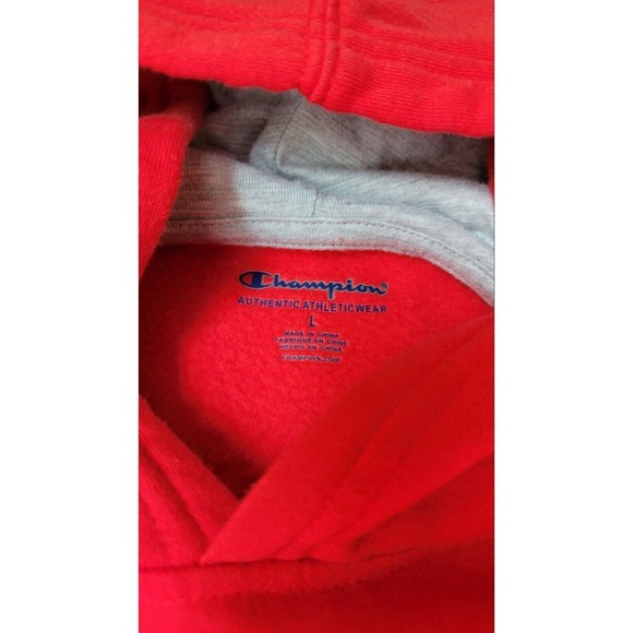 Champion Youth Boys Hooded Pullover Embroidered Sweatshirt Sweater Red Sz Large - Picture 2 of 6